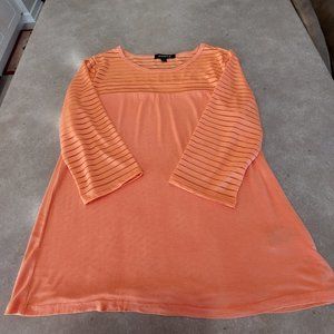 JESSICA Women's Long Sleeve Stretch Top w/Mesh Top - Orange - Sze Large